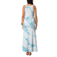 Aloha Hawaii Floral Tapa Family Matching Tank Maxi Dress and Hawaiian Shirt Patchwork Turquoise LT7 - Polynesian Pride