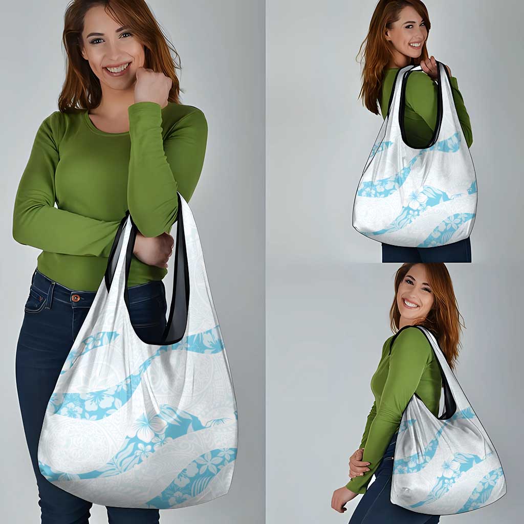 Aloha Hawaii Floral Tapa Grocery Bag Patchwork Turquoise - Polynesian Pride