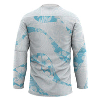 Aloha Hawaii Floral Tapa Hockey Jersey Patchwork Turquoise - Polynesian Pride