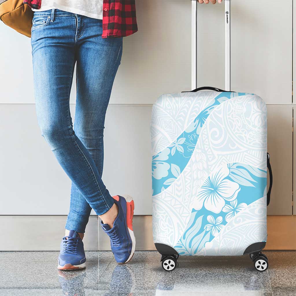 Aloha Hawaii Floral Tapa Luggage Cover Patchwork Turquoise - Polynesian Pride