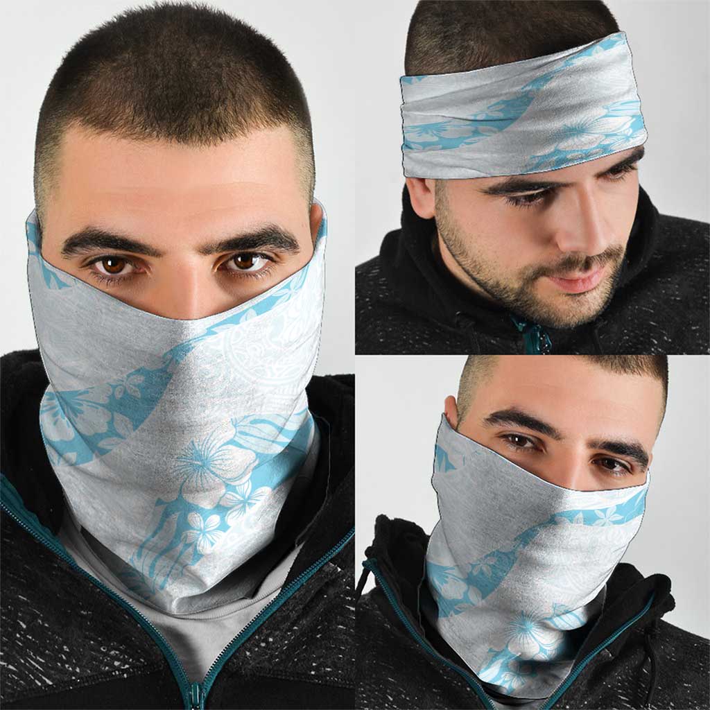 Aloha Hawaii Floral Tapa Neck Gaiter Patchwork Turquoise - Polynesian Pride