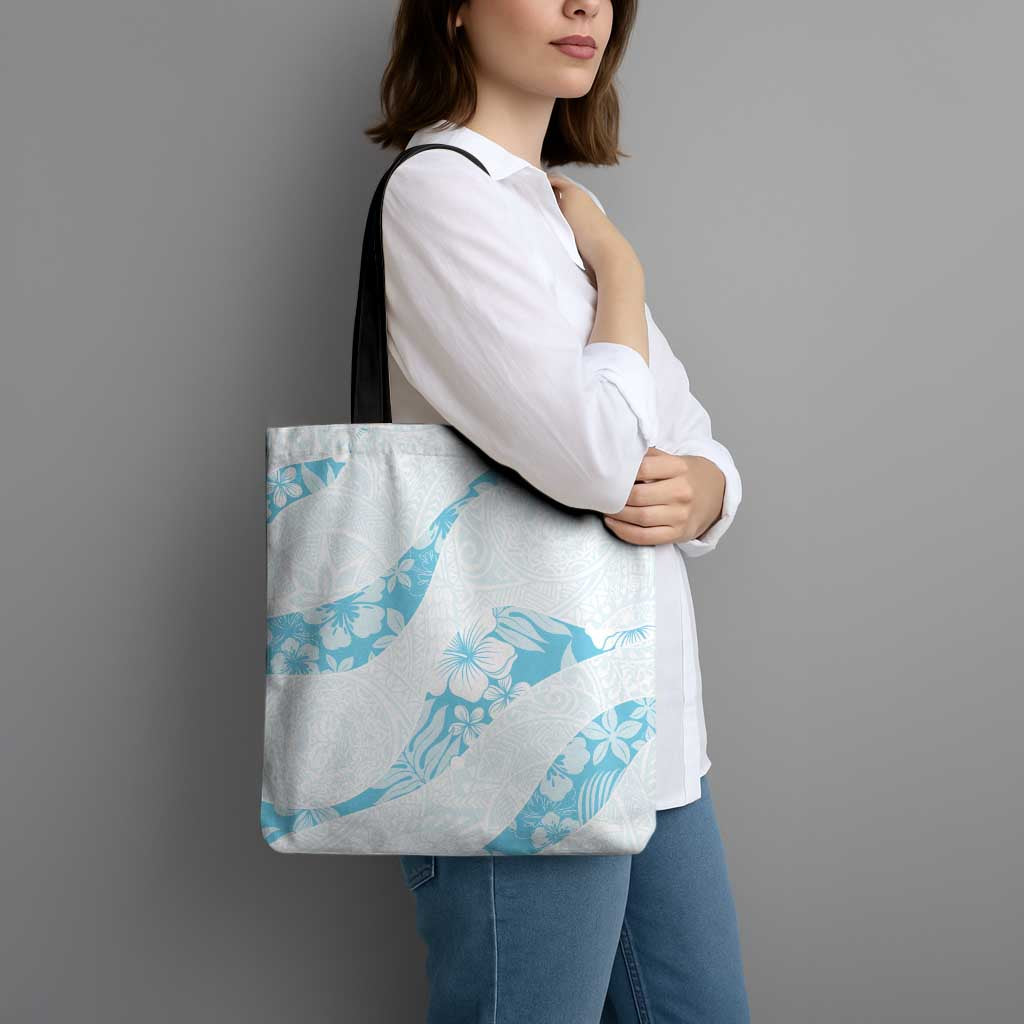 Aloha Hawaii Floral Tapa Tote Bag Patchwork Turquoise - Polynesian Pride