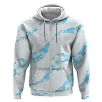 Aloha Hawaii Floral Tapa Zip Hoodie Patchwork Turquoise LT7 Zip Hoodie Turquoise - Polynesian Pride