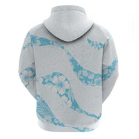 Aloha Hawaii Floral Tapa Zip Hoodie Patchwork Turquoise LT7 - Polynesian Pride