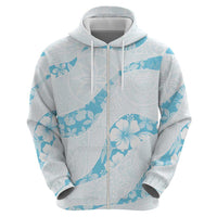 Aloha Hawaii Floral Tapa Zip Hoodie Patchwork Turquoise LT7 - Polynesian Pride