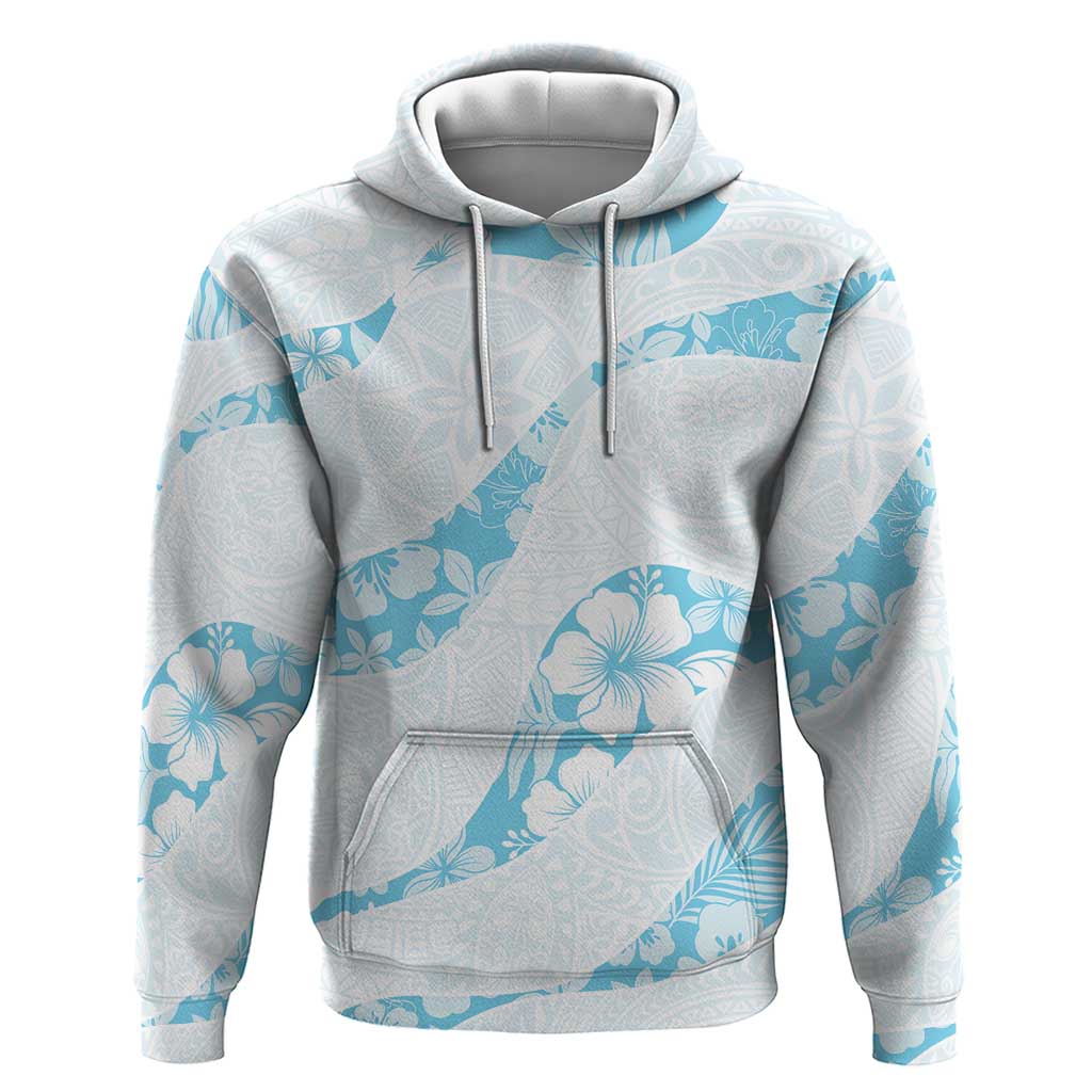 Aloha Hawaii Floral Tapa Zip Hoodie Patchwork Turquoise LT7 Pullover Hoodie Turquoise - Polynesian Pride