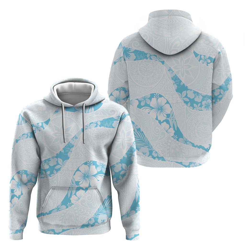 Aloha Hawaii Floral Tapa Zip Hoodie Patchwork Turquoise LT7 - Polynesian Pride