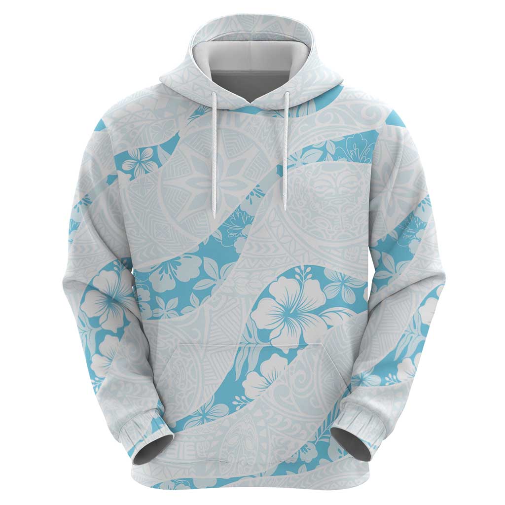 Aloha Hawaii Floral Tapa Zip Hoodie Patchwork Turquoise LT7 - Polynesian Pride