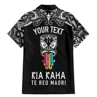 Personalised Kia Kaha Te Reo Maori Family Matching Mermaid Dress and Hawaiian Shirt Hei Tiki Mix Koru - Black LT7 - Polynesian Pride
