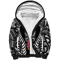 Personalised Kia Kaha Te Reo Maori Sherpa Hoodie Hei Tiki Mix Koru - Black LT7 Unisex Black - Polynesian Pride