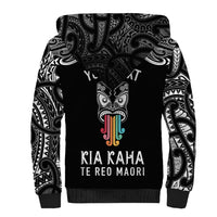 Personalised Kia Kaha Te Reo Maori Sherpa Hoodie Hei Tiki Mix Koru - Black LT7 - Polynesian Pride