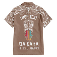 Personalised Kia Kaha Te Reo Maori Family Matching Summer Maxi Dress and Hawaiian Shirt Hei Tiki Mix Koru - Brown LT7 - Polynesian Pride