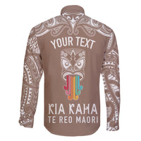 Personalised Kia Kaha Te Reo Maori Family Matching Tank Maxi Dress and Hawaiian Shirt Hei Tiki Mix Koru - Brown LT7 - Polynesian Pride
