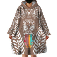 Personalised Kia Kaha Te Reo Maori Wearable Blanket Hoodie Hei Tiki Mix Koru - Brown LT7 - Polynesian Pride