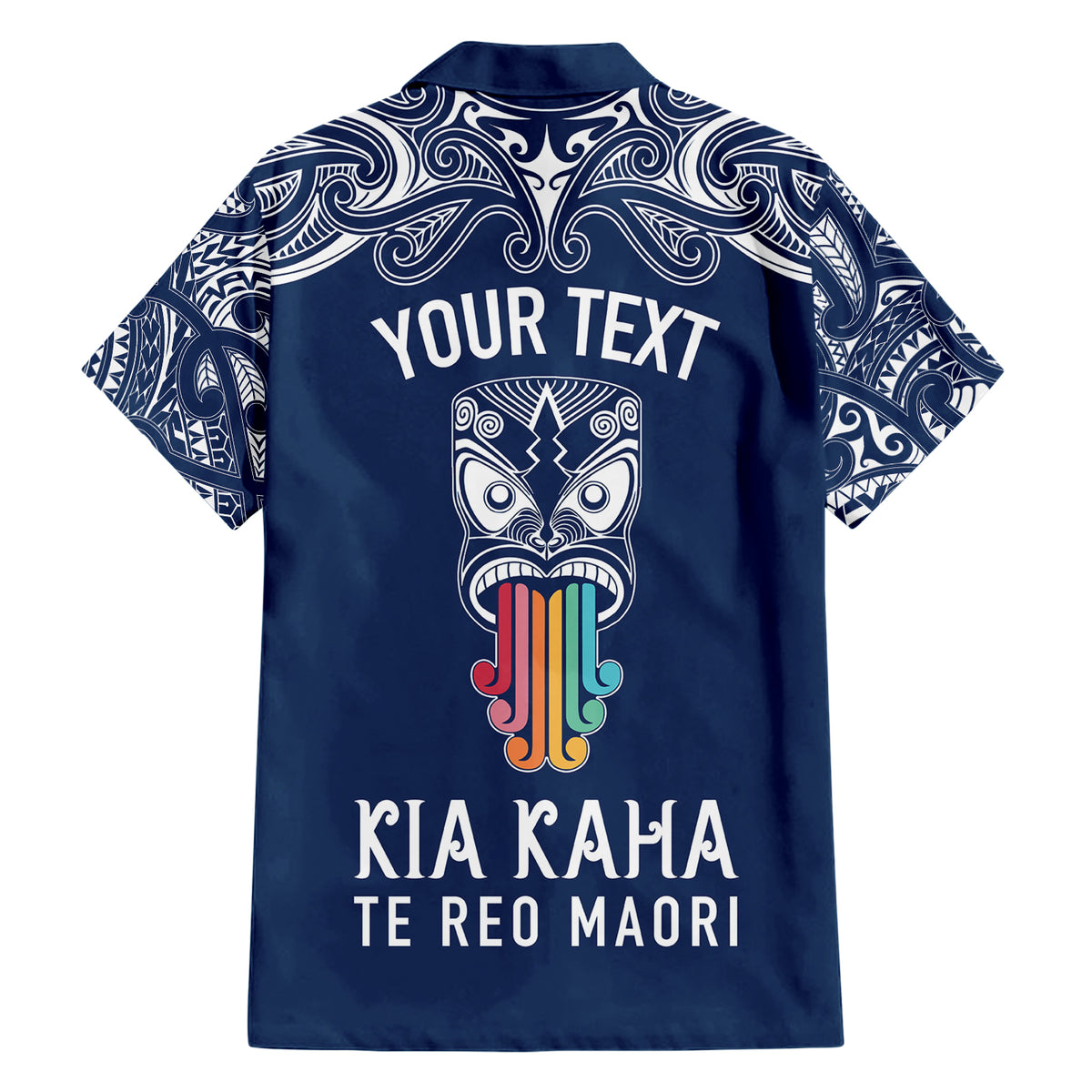 Personalised Kia Kaha Te Reo Maori Family Matching Short Sleeve Bodycon Dress and Hawaiian Shirt Hei Tiki Mix Koru - Navy Blue LT7 - Polynesian Pride