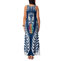 Personalised Kia Kaha Te Reo Maori Family Matching Tank Maxi Dress and Hawaiian Shirt Hei Tiki Mix Koru - Navy Blue LT7 - Polynesian Pride