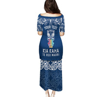 Personalised Kia Kaha Te Reo Maori Puletasi Hei Tiki Mix Koru - Navy Blue LT7 - Polynesian Pride