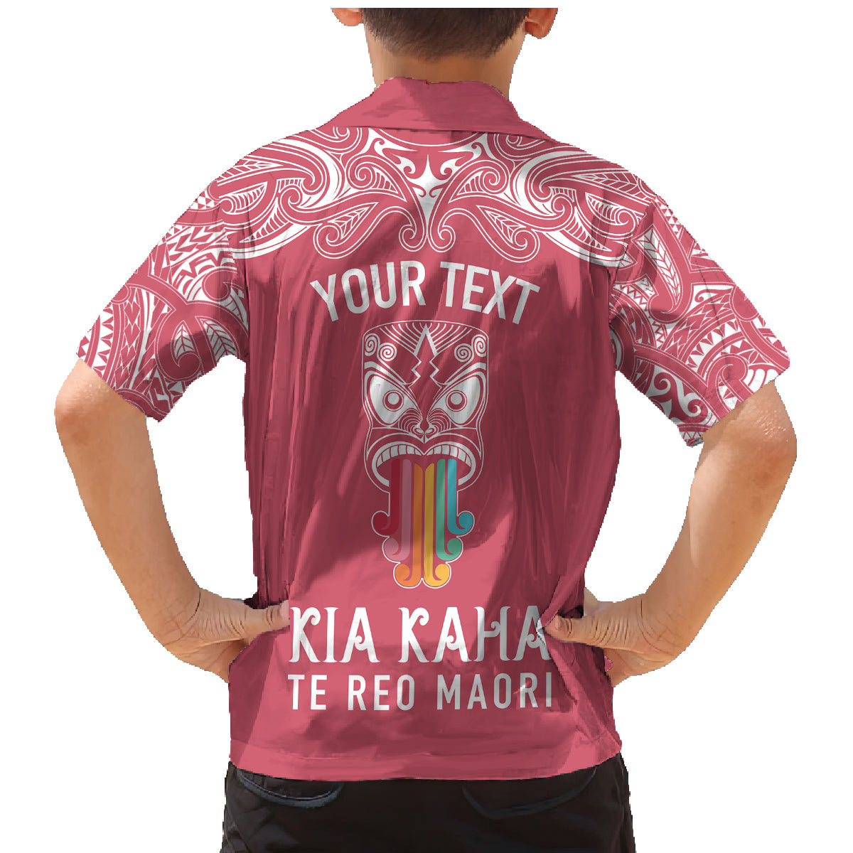 Personalised Kia Kaha Te Reo Maori Family Matching Mermaid Dress and Hawaiian Shirt Hei Tiki Mix Koru - Pink LT7 - Polynesian Pride