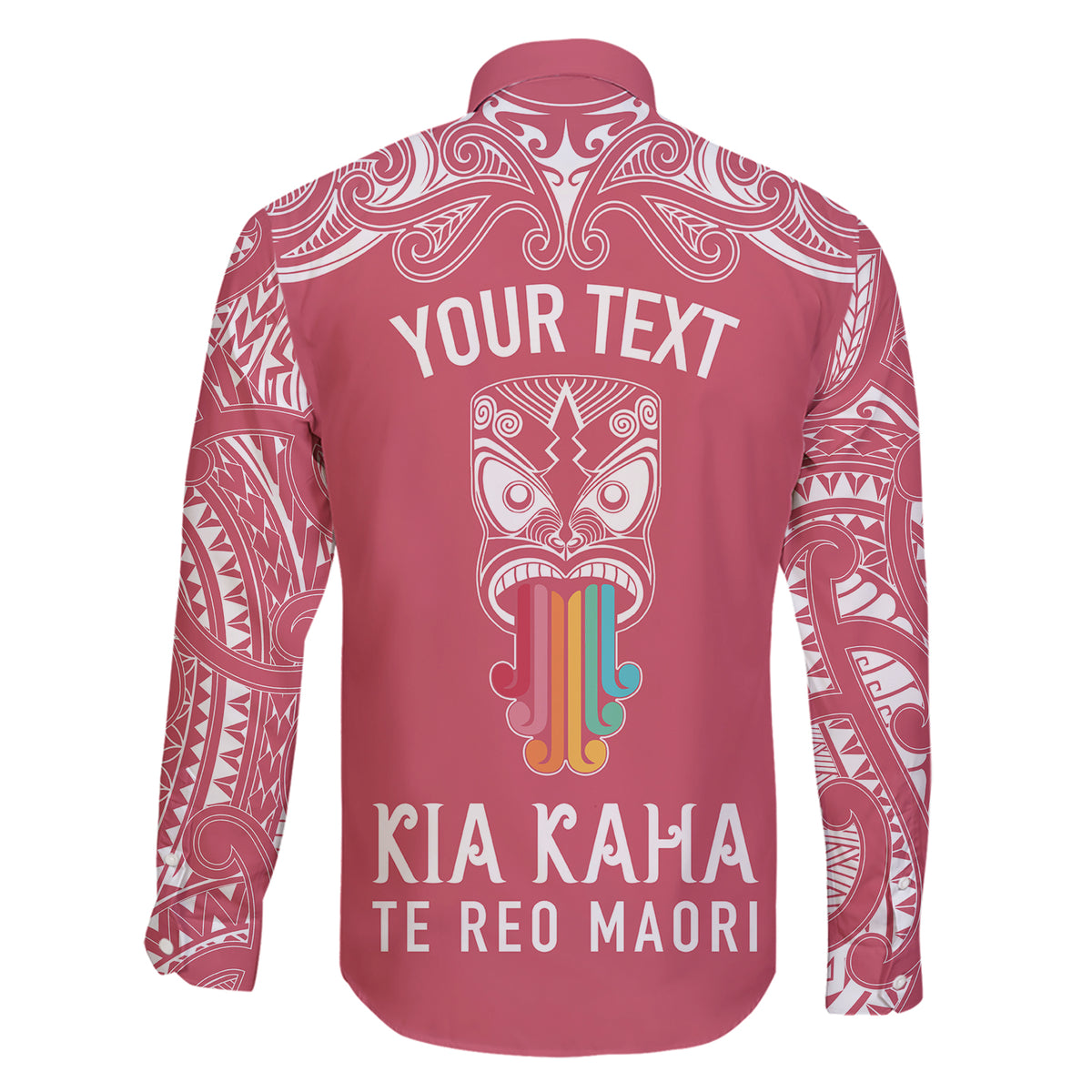 Personalised Kia Kaha Te Reo Maori Family Matching Short Sleeve Bodycon Dress and Hawaiian Shirt Hei Tiki Mix Koru - Pink LT7 - Polynesian Pride