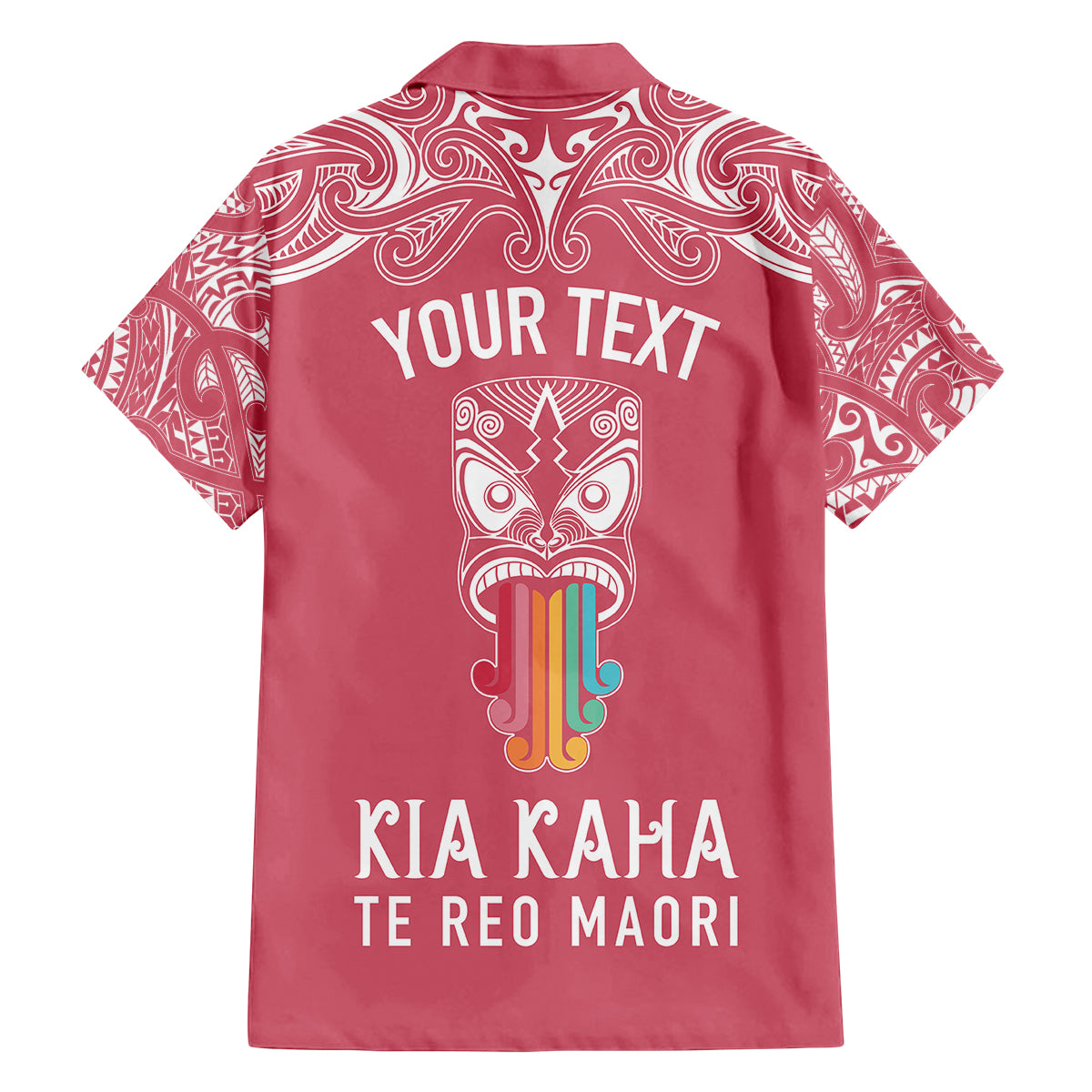 Personalised Kia Kaha Te Reo Maori Family Matching Tank Maxi Dress and Hawaiian Shirt Hei Tiki Mix Koru - Pink LT7 - Polynesian Pride