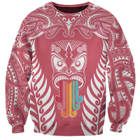 Personalised Kia Kaha Te Reo Maori Sweatshirt Hei Tiki Mix Koru - Pink LT7 Unisex Pink - Polynesian Pride