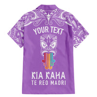 Personalised Kia Kaha Te Reo Maori Family Matching Mermaid Dress and Hawaiian Shirt Hei Tiki Mix Koru - Purple LT7 - Polynesian Pride