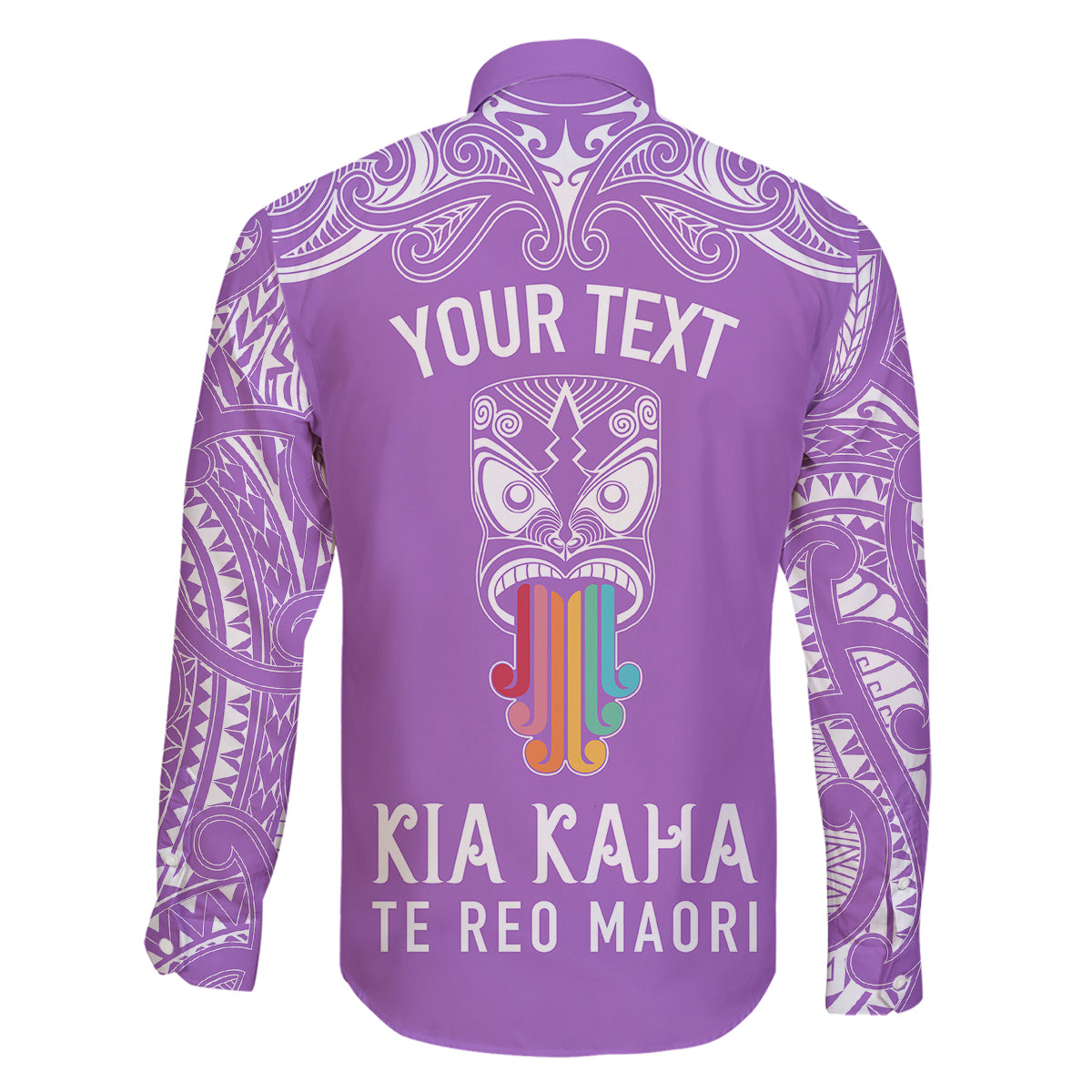 Personalised Kia Kaha Te Reo Maori Family Matching Tank Maxi Dress and Hawaiian Shirt Hei Tiki Mix Koru - Purple LT7 - Polynesian Pride