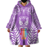 Personalised Kia Kaha Te Reo Maori Wearable Blanket Hoodie Hei Tiki Mix Koru - Purple LT7 - Polynesian Pride