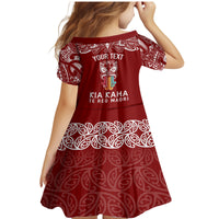 Personalised Kia Kaha Te Reo Maori Family Matching Mermaid Dress and Hawaiian Shirt Hei Tiki Mix Koru - Red LT7 - Polynesian Pride