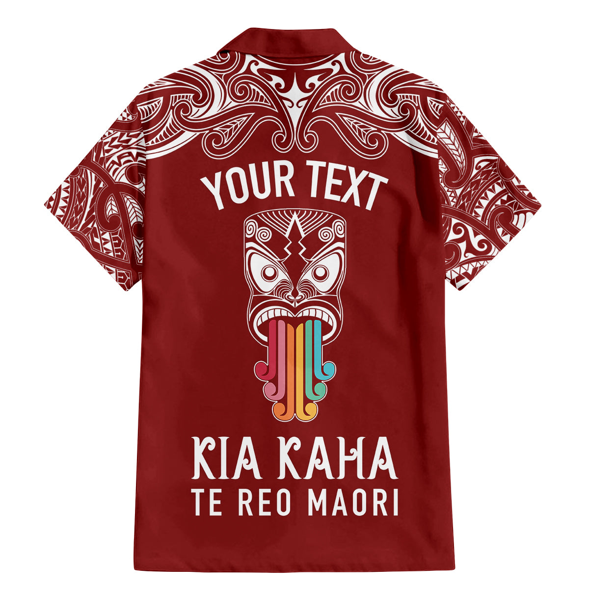 Personalised Kia Kaha Te Reo Maori Family Matching Mermaid Dress and Hawaiian Shirt Hei Tiki Mix Koru - Red LT7 - Polynesian Pride