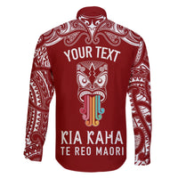Personalised Kia Kaha Te Reo Maori Family Matching Mermaid Dress and Hawaiian Shirt Hei Tiki Mix Koru - Red LT7 - Polynesian Pride