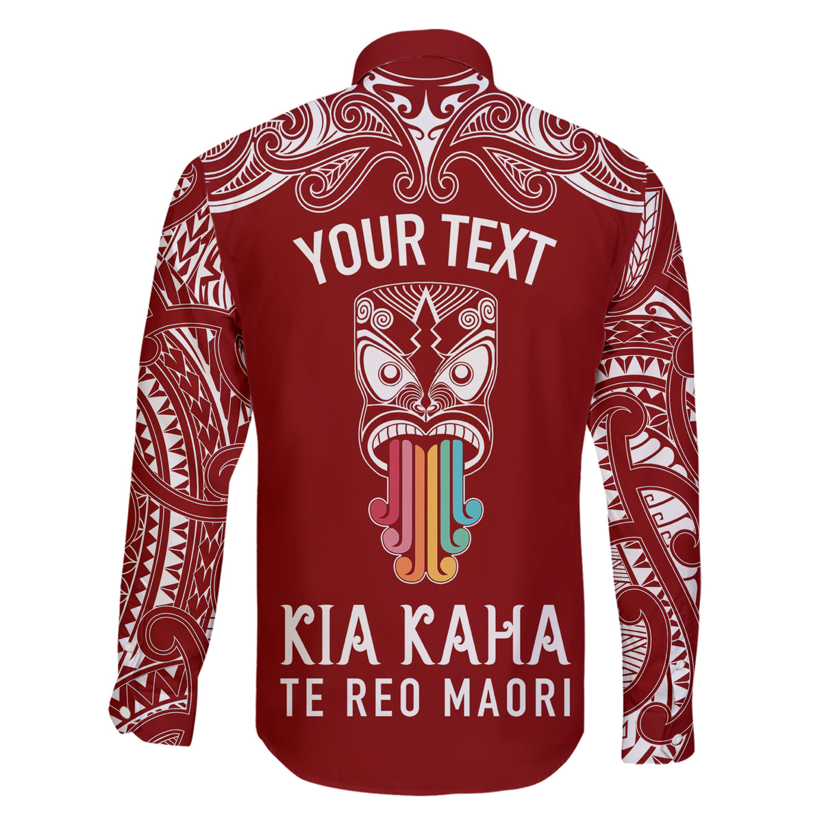 Personalised Kia Kaha Te Reo Maori Family Matching Short Sleeve Bodycon Dress and Hawaiian Shirt Hei Tiki Mix Koru - Red LT7 - Polynesian Pride