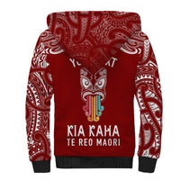 Personalised Kia Kaha Te Reo Maori Sherpa Hoodie Hei Tiki Mix Koru - Red LT7 - Polynesian Pride
