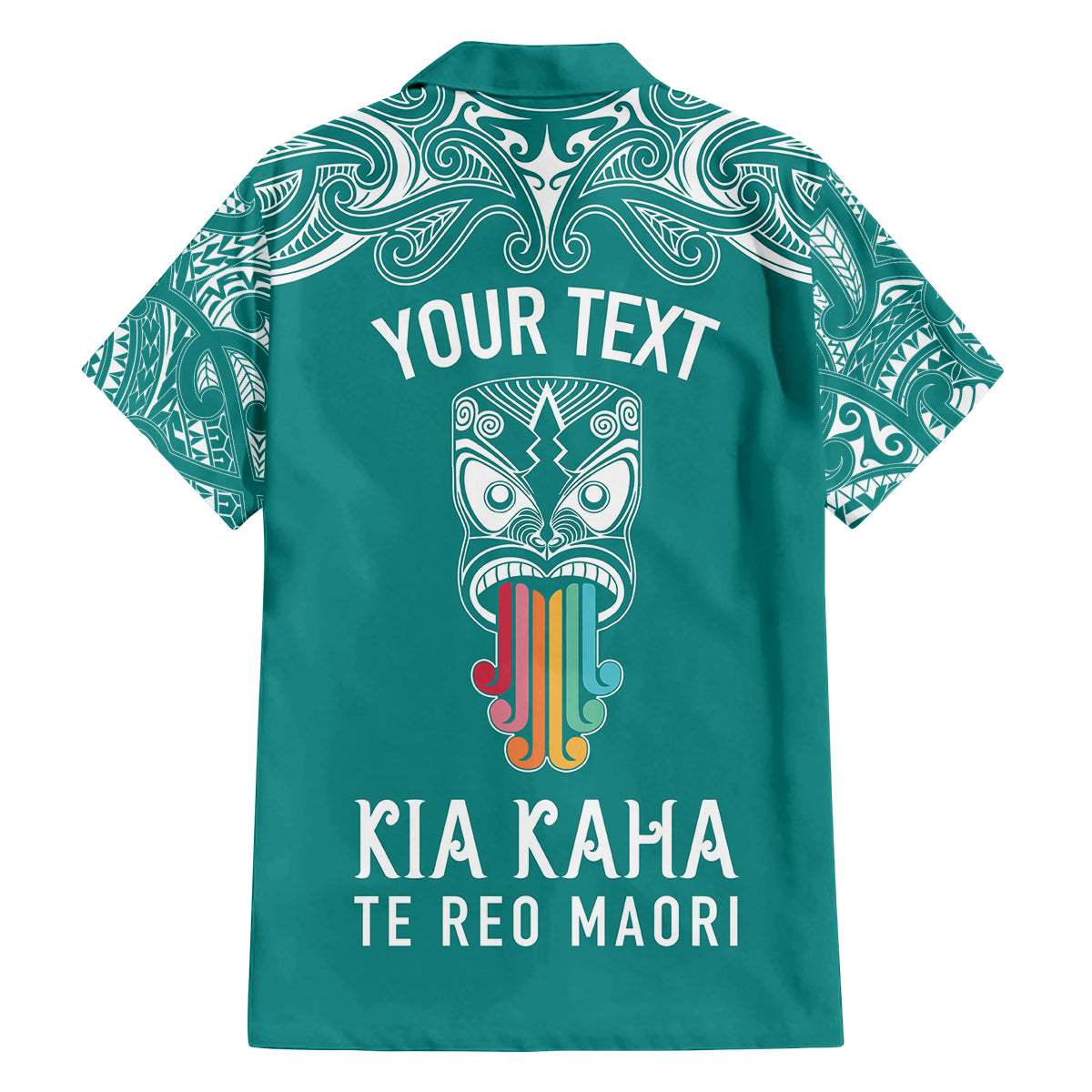 Personalised Kia Kaha Te Reo Maori Family Matching Off Shoulder Maxi Dress and Hawaiian Shirt Hei Tiki Mix Koru - Teal LT7 - Polynesian Pride
