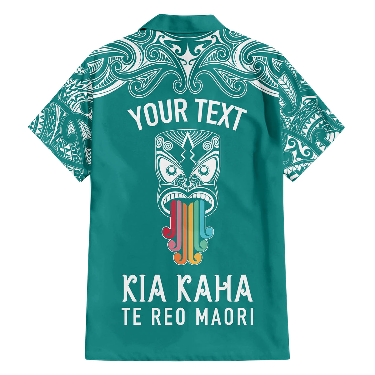Personalised Kia Kaha Te Reo Maori Family Matching Short Sleeve Bodycon Dress and Hawaiian Shirt Hei Tiki Mix Koru - Teal LT7 - Polynesian Pride