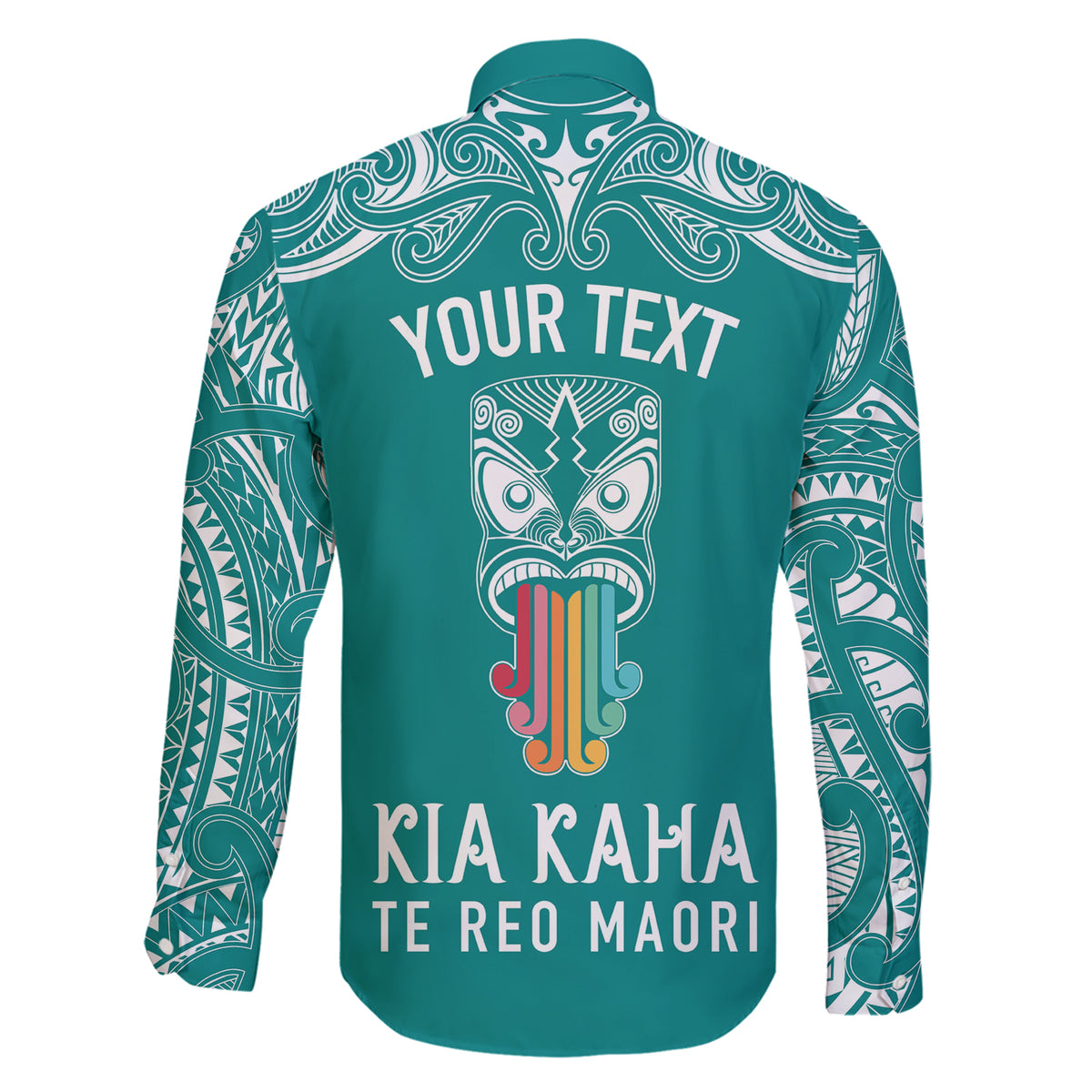 Personalised Kia Kaha Te Reo Maori Family Matching Short Sleeve Bodycon Dress and Hawaiian Shirt Hei Tiki Mix Koru - Teal LT7 - Polynesian Pride