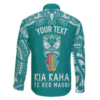 Personalised Kia Kaha Te Reo Maori Family Matching Summer Maxi Dress and Hawaiian Shirt Hei Tiki Mix Koru - Teal LT7 - Polynesian Pride
