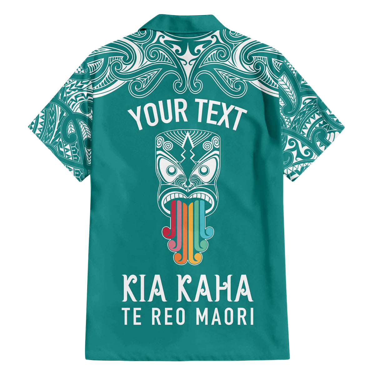 Personalised Kia Kaha Te Reo Maori Family Matching Tank Maxi Dress and Hawaiian Shirt Hei Tiki Mix Koru - Teal LT7 - Polynesian Pride