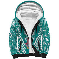 Personalised Kia Kaha Te Reo Maori Sherpa Hoodie Hei Tiki Mix Koru - Teal LT7 Unisex Teal - Polynesian Pride