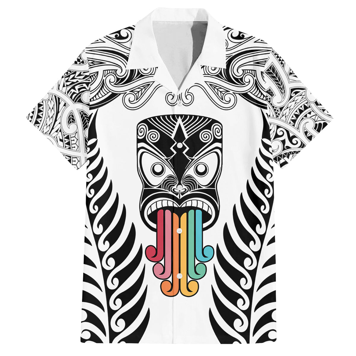 Personalised Kia Kaha Te Reo Maori Family Matching Off Shoulder Maxi Dress and Hawaiian Shirt Hei Tiki Mix Koru - White LT7 Mom's Dress White - Polynesian Pride