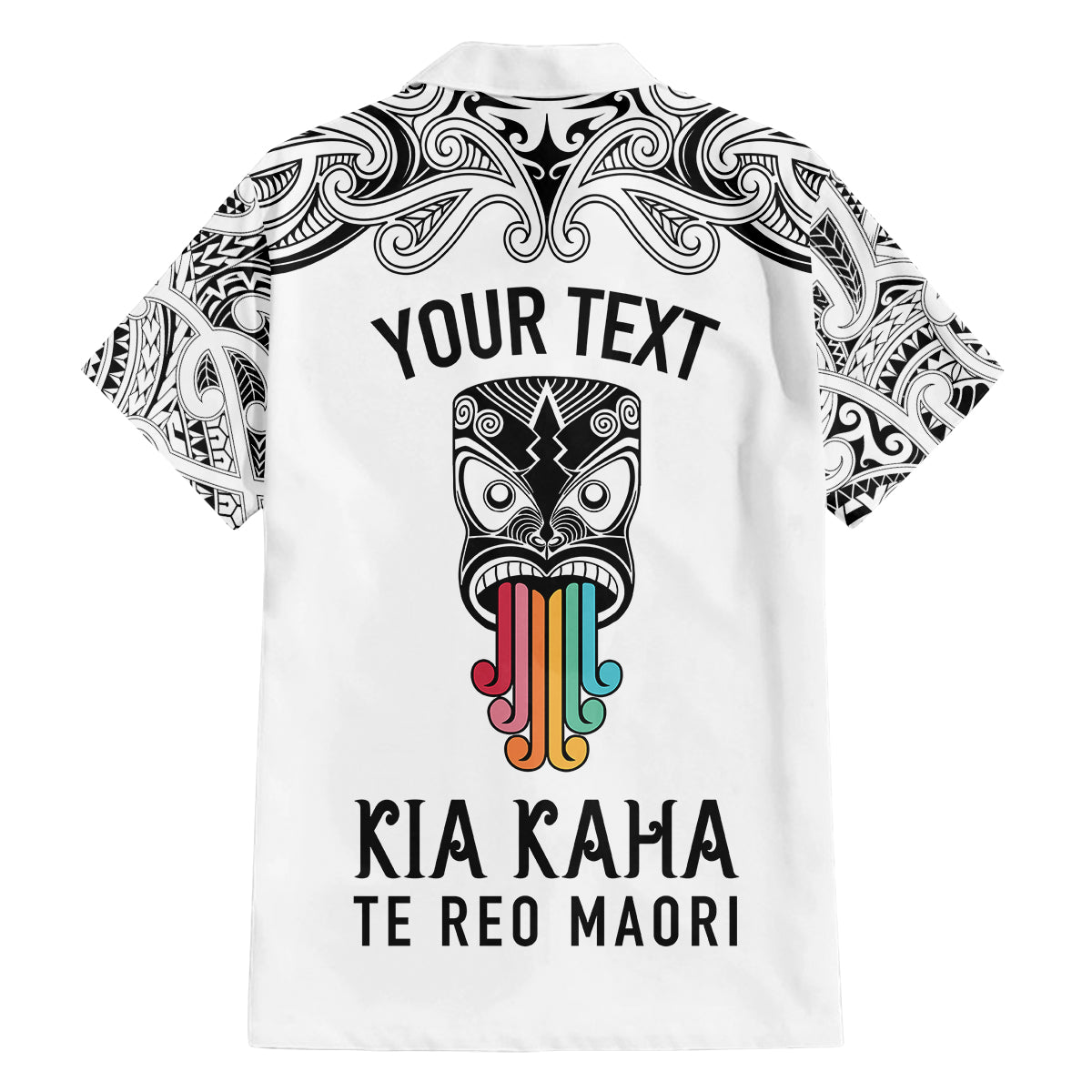 Personalised Kia Kaha Te Reo Maori Family Matching Off Shoulder Maxi Dress and Hawaiian Shirt Hei Tiki Mix Koru - White LT7 - Polynesian Pride
