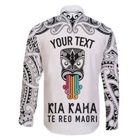Personalised Kia Kaha Te Reo Maori Family Matching Off Shoulder Short Dress and Hawaiian Shirt Hei Tiki Mix Koru - White LT7 - Polynesian Pride