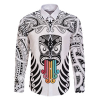 Personalised Kia Kaha Te Reo Maori Family Matching Summer Maxi Dress and Hawaiian Shirt Hei Tiki Mix Koru - White LT7 Dad's Shirt - Long Sleeve White - Polynesian Pride