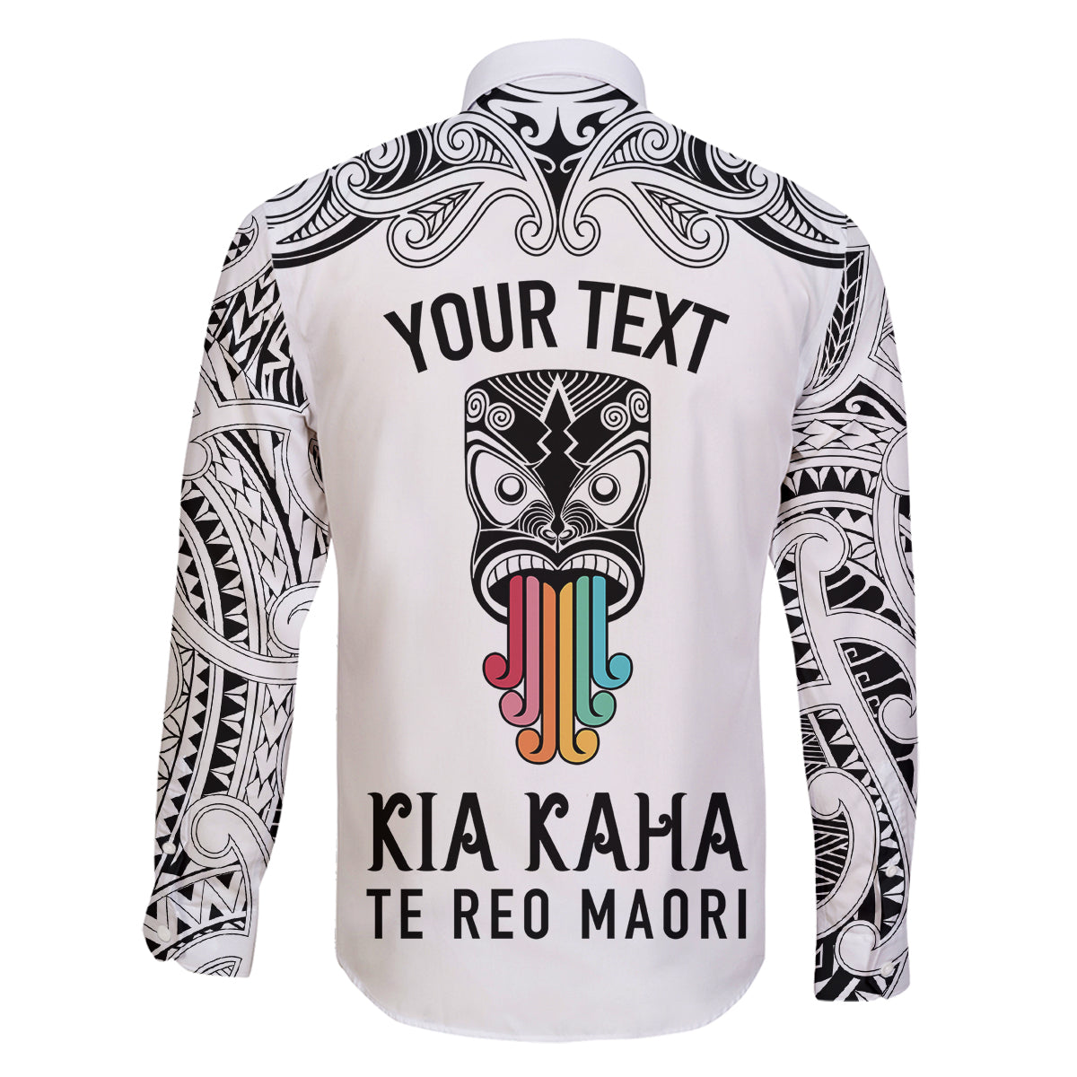 Personalised Kia Kaha Te Reo Maori Family Matching Summer Maxi Dress and Hawaiian Shirt Hei Tiki Mix Koru - White LT7 - Polynesian Pride