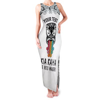 Personalised Kia Kaha Te Reo Maori Family Matching Tank Maxi Dress and Hawaiian Shirt Hei Tiki Mix Koru - White LT7 Mom's Dress White - Polynesian Pride