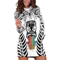 Personalised Kia Kaha Te Reo Maori Hoodie Dress Hei Tiki Mix Koru - White LT7 White - Polynesian Pride