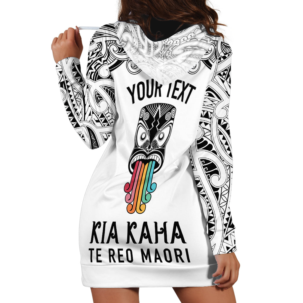 Personalised Kia Kaha Te Reo Maori Hoodie Dress Hei Tiki Mix Koru - White LT7 - Polynesian Pride