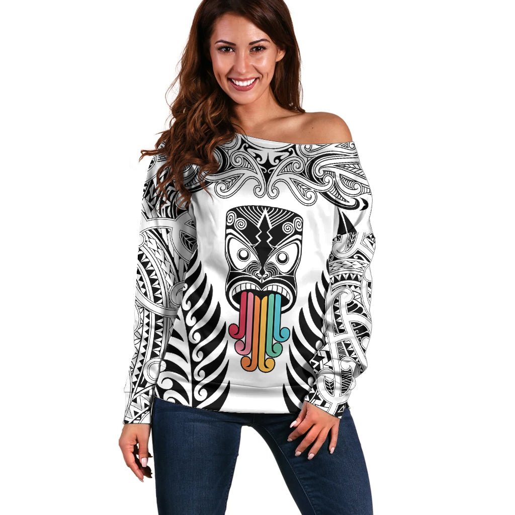 personalised-kia-kaha-te-reo-maori-off-shoulder-sweater-hei-tiki-mix-koru-white