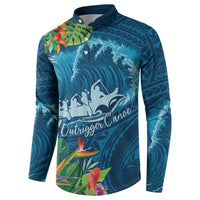 Outrigger Canoe Blue Button Sweatshirt On The Waves