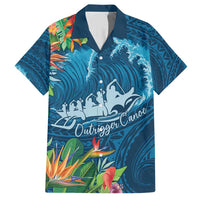 Outrigger Canoe Blue Family Matching Short Sleeve Bodycon Dress and Hawaiian Shirt On The Waves LT7 Dad's Shirt - Short Sleeve Blue - Polynesian Pride